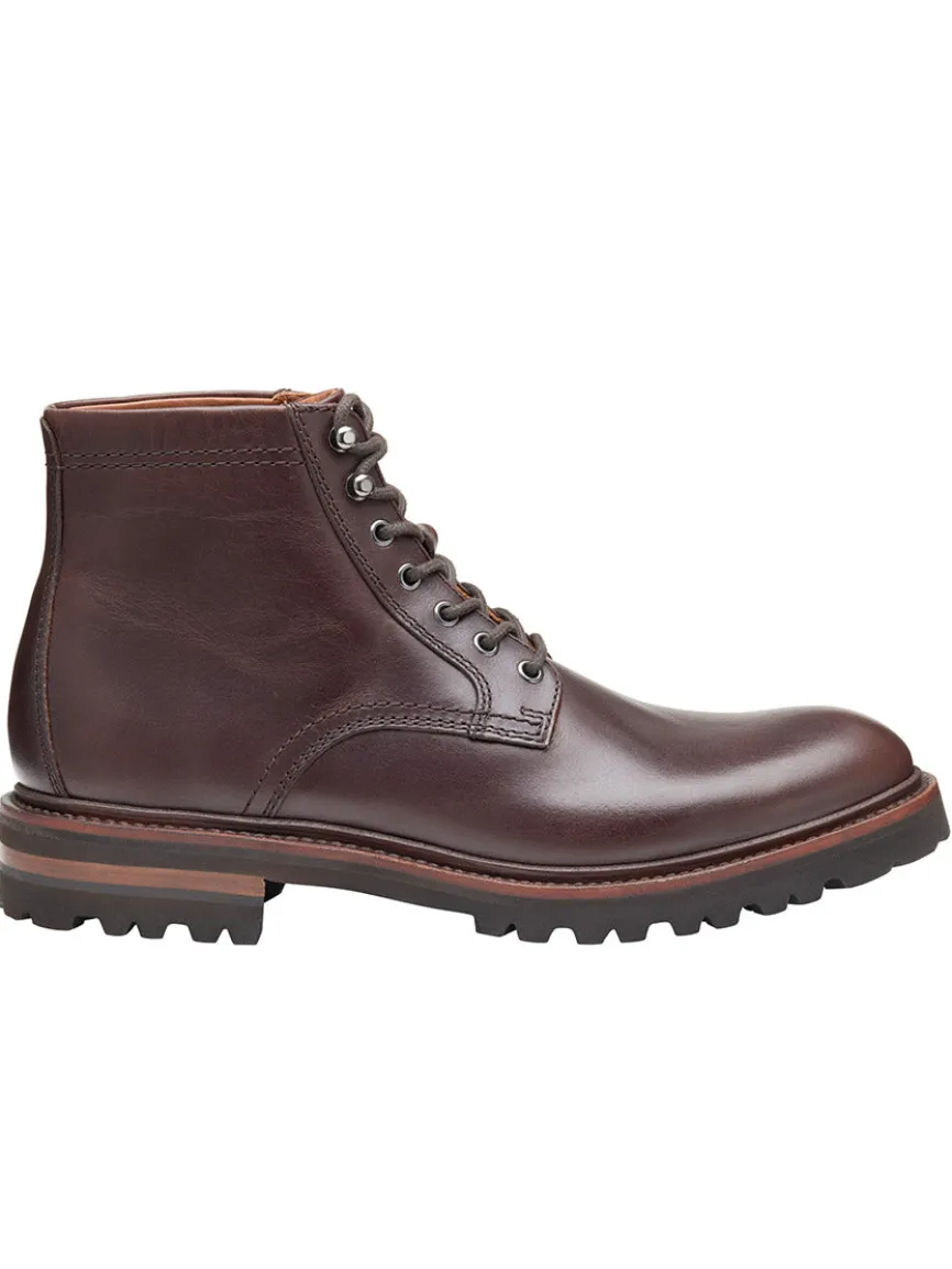 J & M Collection Dudley Lug Plain Toe Boot in Dark Brown Full Grain