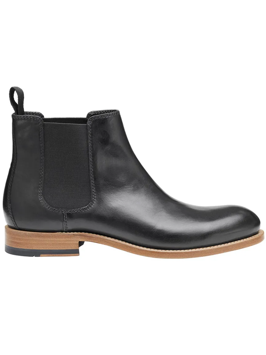 J & M Collection Dudley Chelsea Boot in Black Dip-Dyed Calfskin