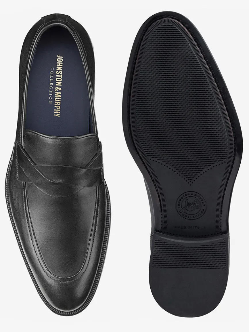 J & M Collection Flynch Braided Strap Loafer in Black Italian Calfskin