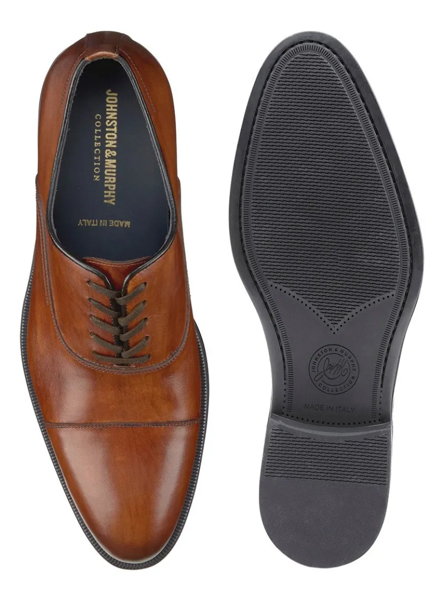 J & M Collection Flynch Cap Toe in Tan Italian Calfskin