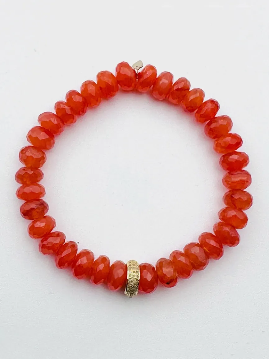 JMNYC Designs AAA Faceted Carnelian 8-9mm Stretch Bracelet