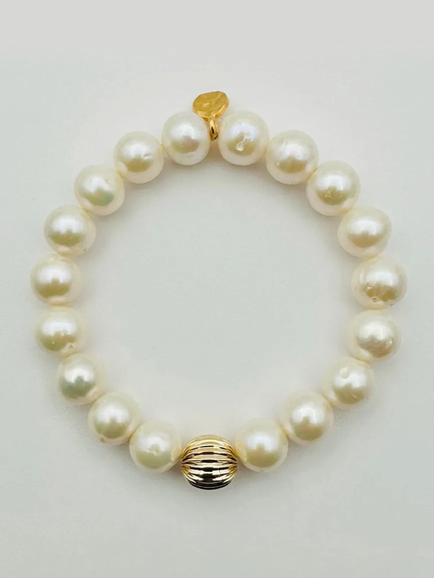 JMNYC Designs 10mm Round Freshwater Pearl Bracelet With Gold Filled Ball