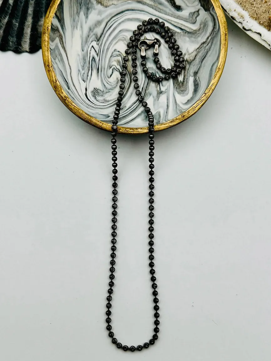 JMNYC Designs Sterling Silver Rhodium Finish Ball Chain Necklace 18"