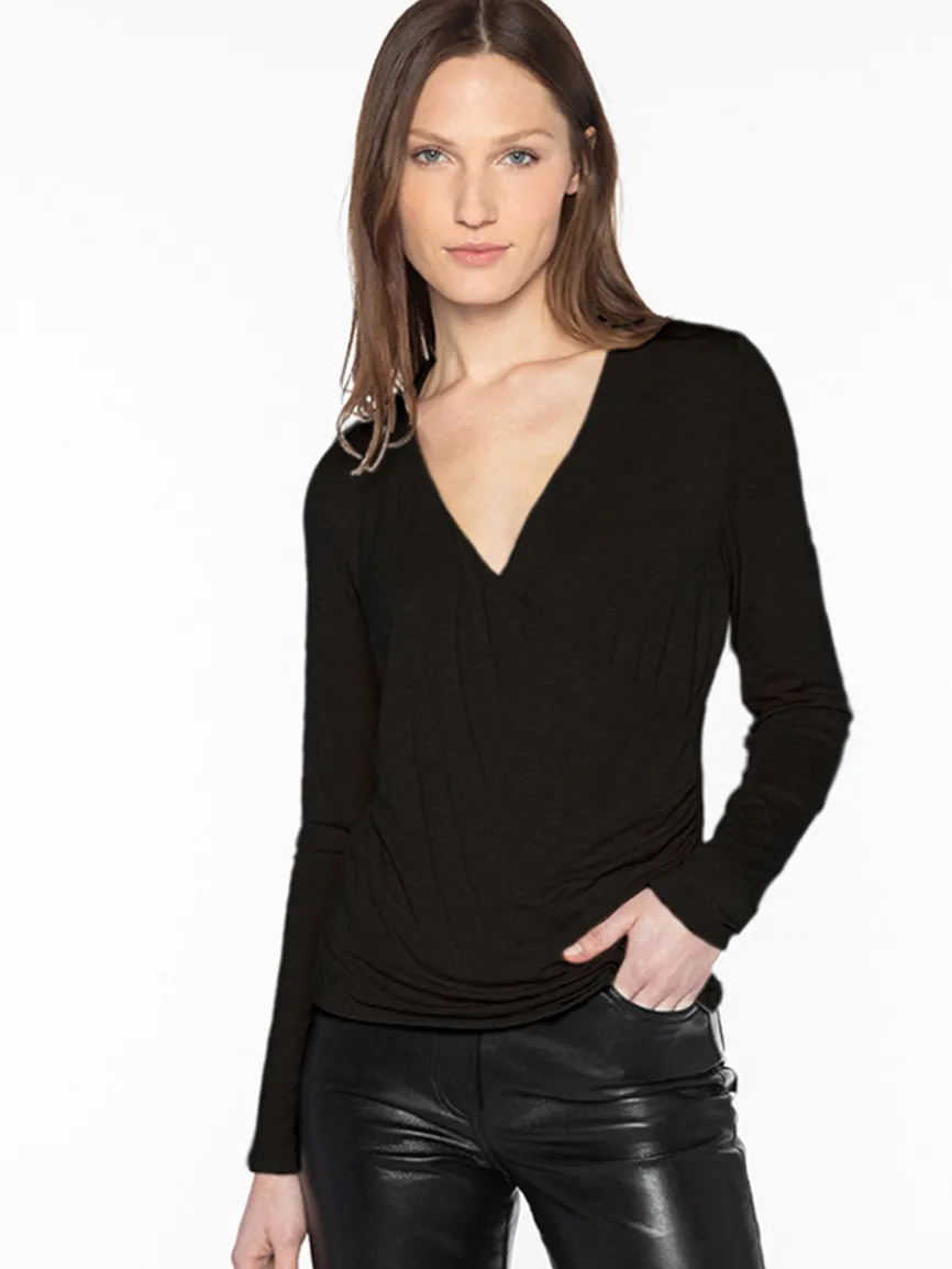 Kinross Ruched Crossover Vee in Black