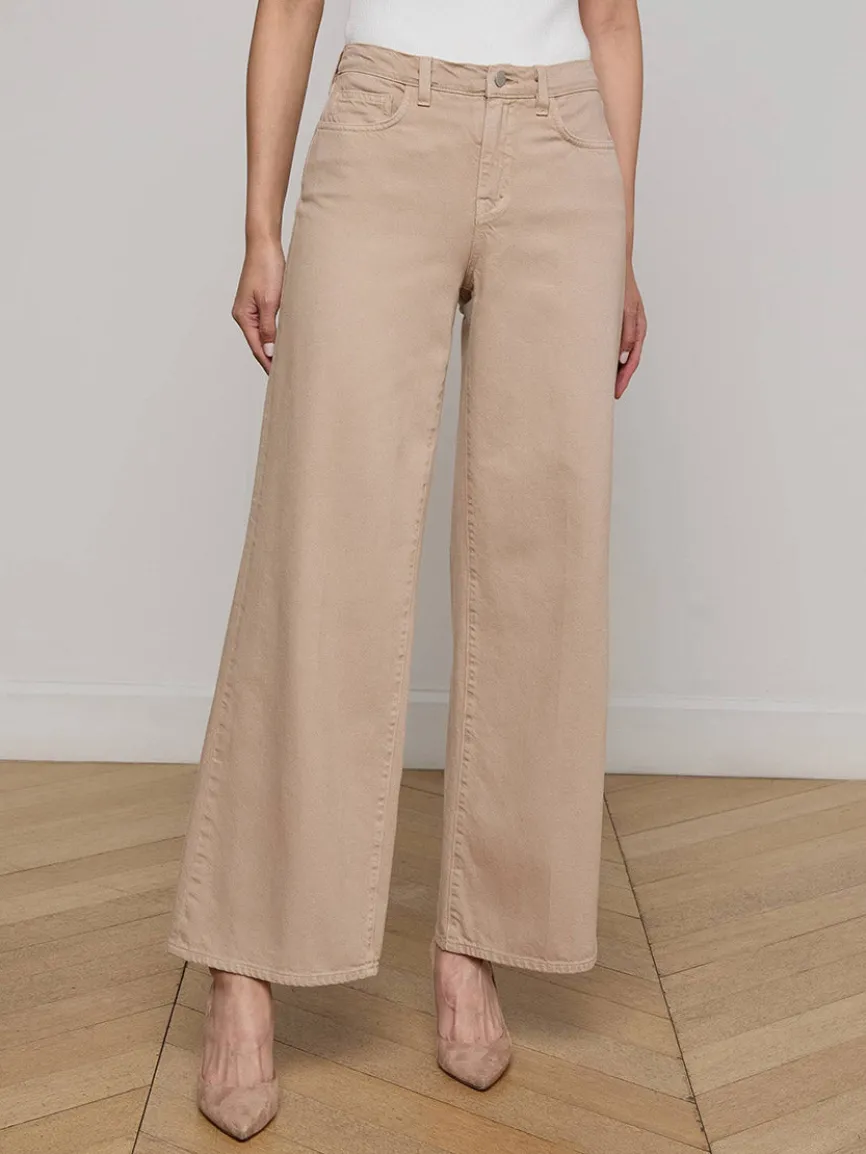 L'Agence Alicent Wide-Leg Jean in Pale Khaki