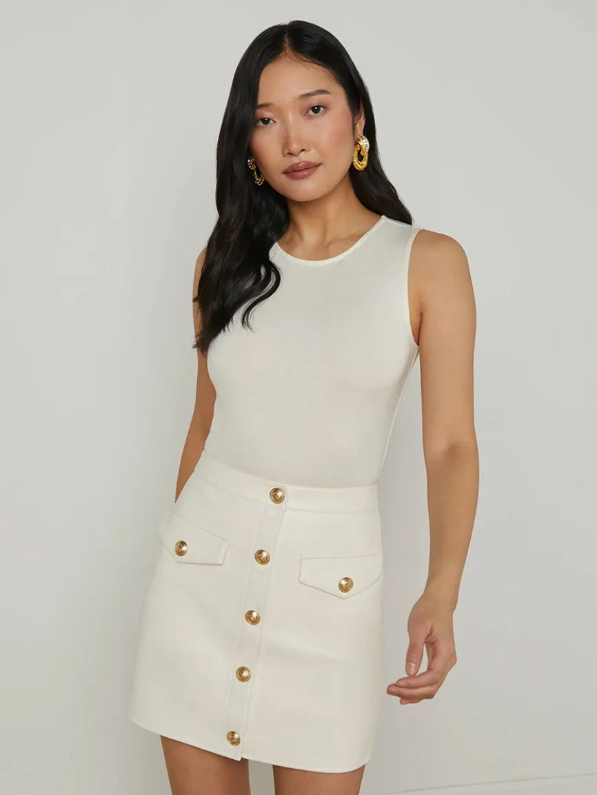 L'Agence Amia Tank Bodysuit in Vintage White