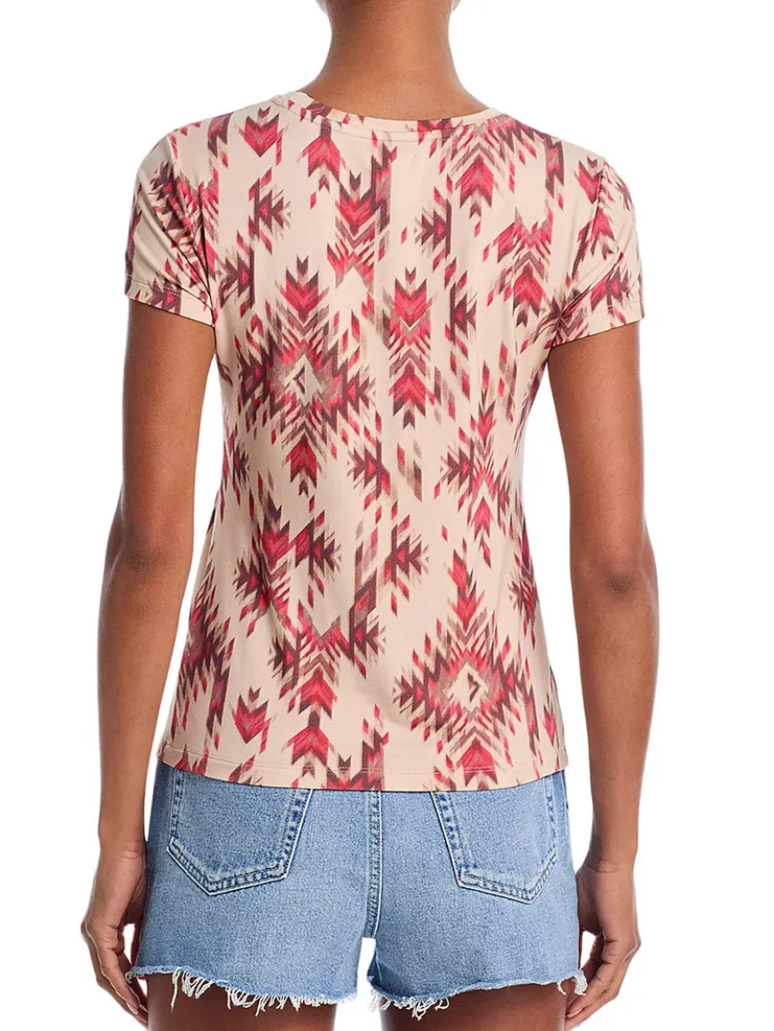 L'Agence Ressi Fitted Tee in Tan Multi Ganado Print