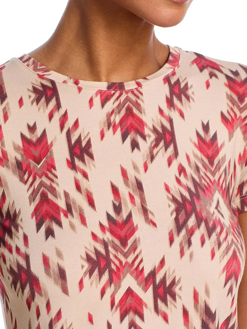 L'Agence Ressi Fitted Tee in Tan Multi Ganado Print