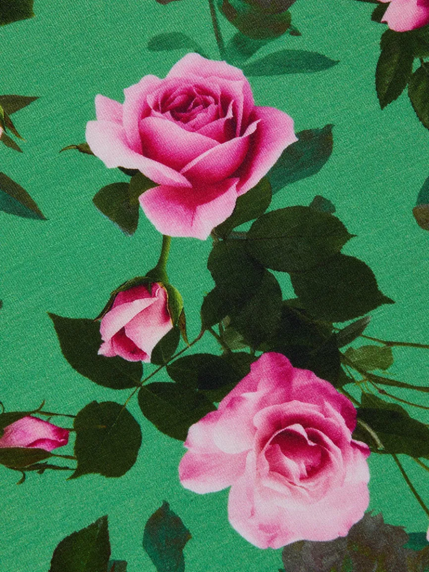 L'Agence Ressi Fitted Tee in Green Multi Santa Fe Rose