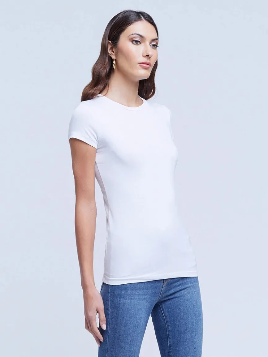 L'Agence Ressi Short Sleeve Crew in White