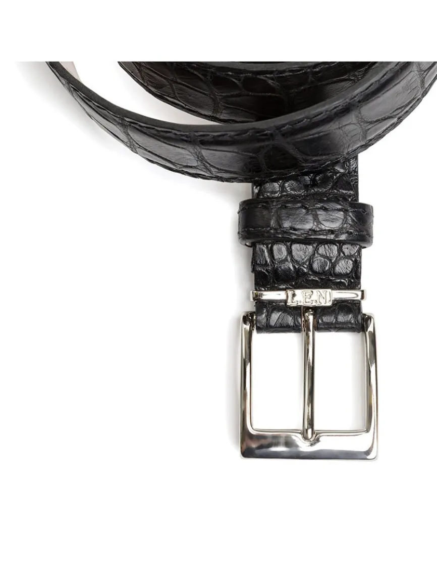 LEN Belts American Alligator Belt in Black