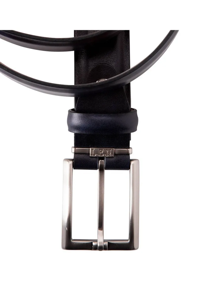 LEN Belts Italian Marbled Calf Belt in Navy