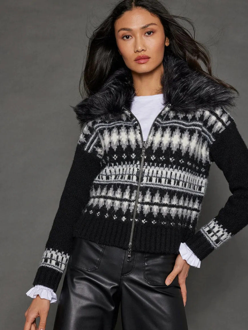 Lisa Todd Powder Puff Zip Sweater in Black