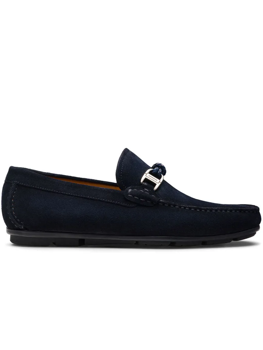 Magnanni Monterey Braid Bit in Navy Suede