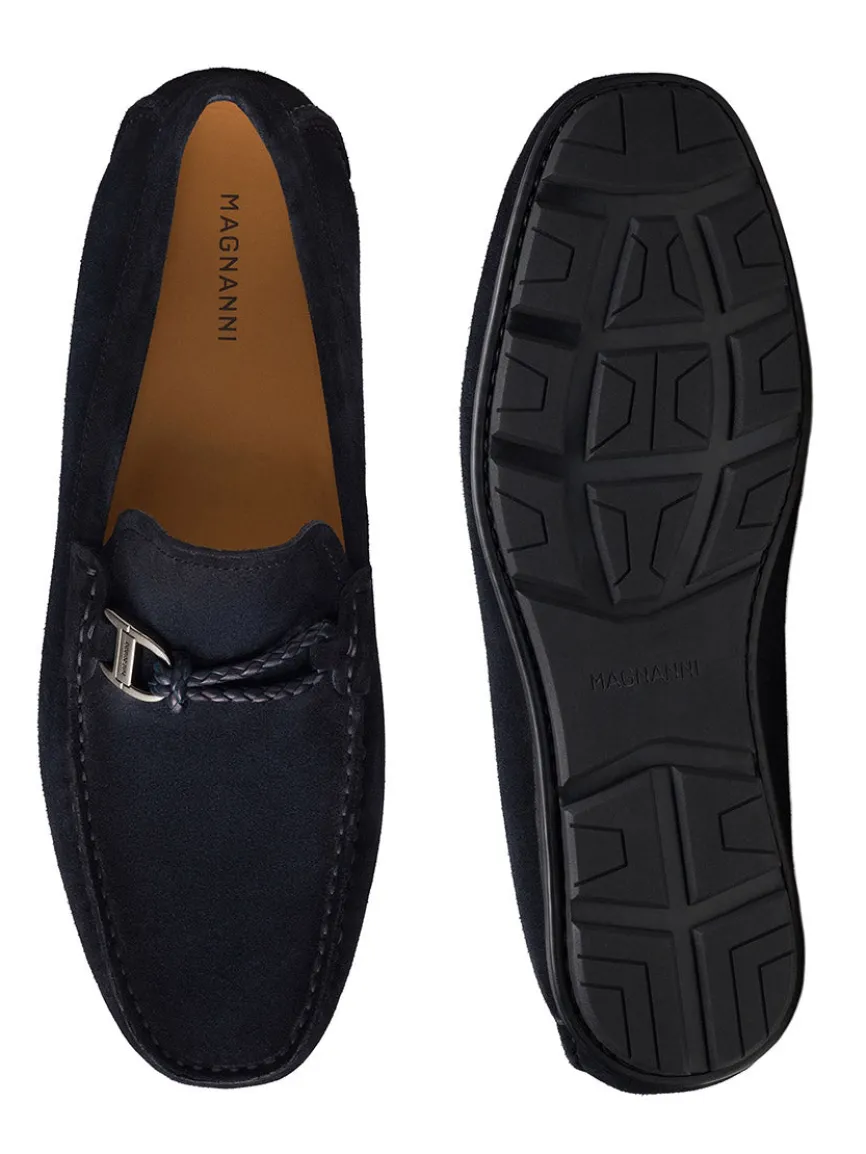 Magnanni Monterey Braid Bit in Navy Suede