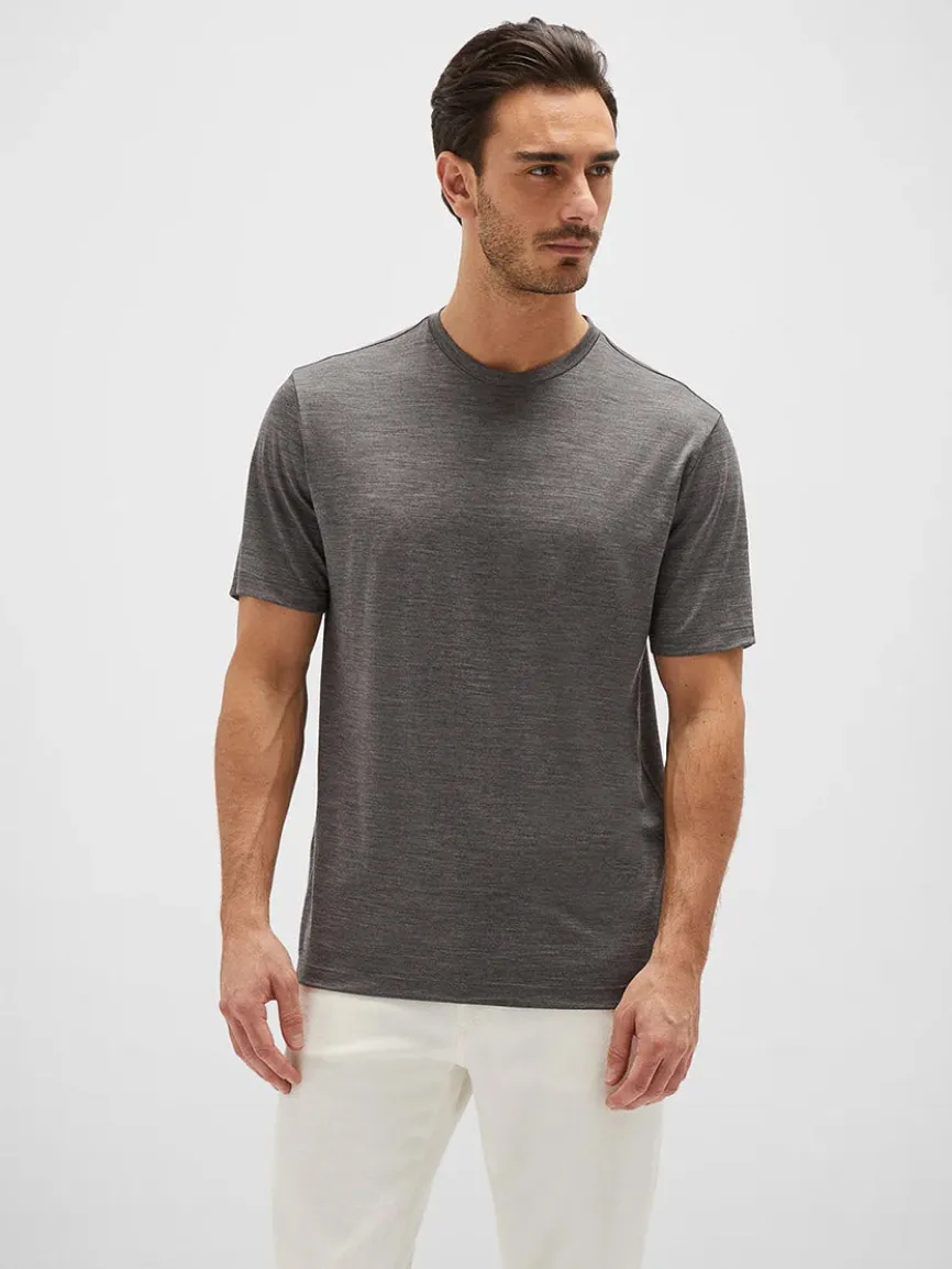 Maurizio Baldassari Linate Techmerino Short Sleeve T-Shirt in Medium Heather Grey