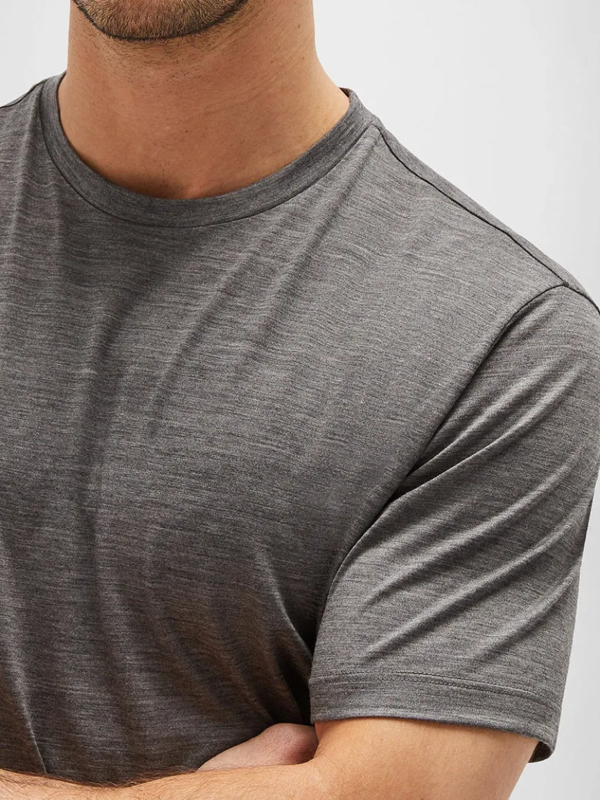 Maurizio Baldassari Linate Techmerino Short Sleeve T-Shirt in Medium Heather Grey