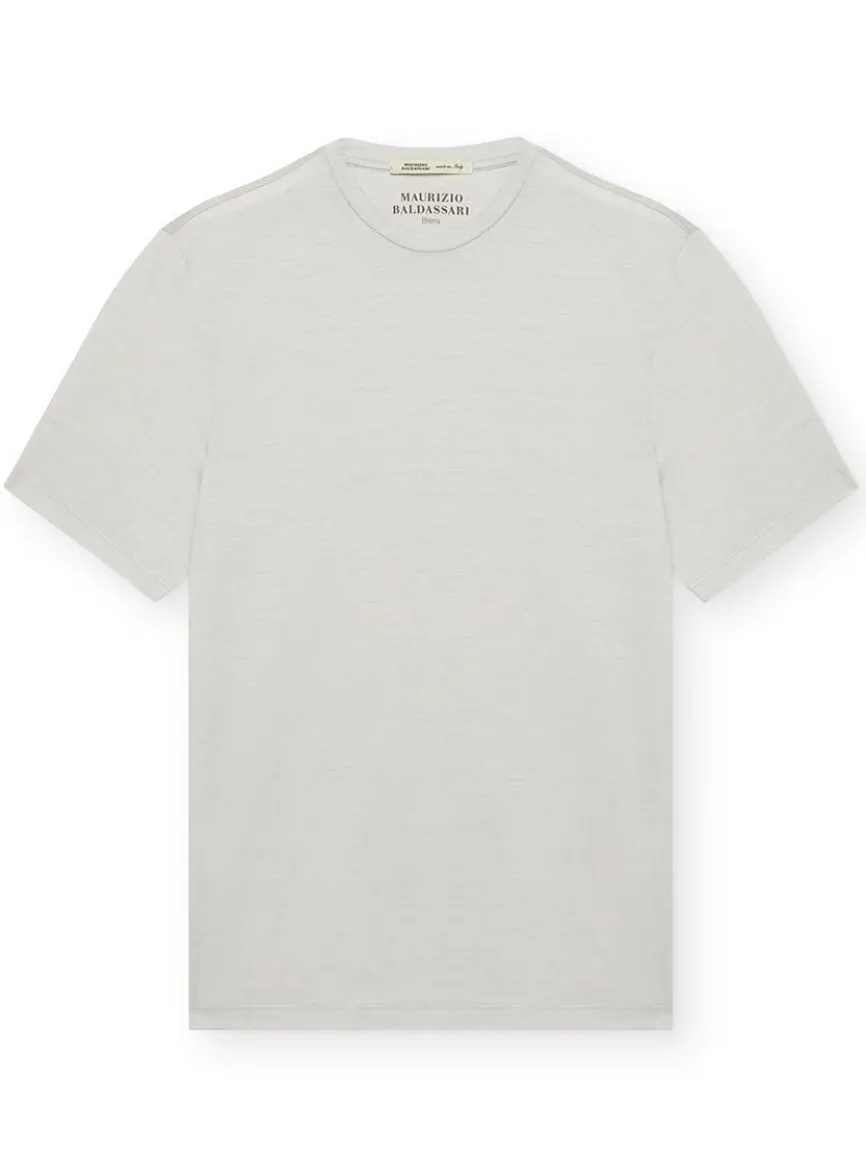 Maurizio Baldassari Linate Techmerino Short Sleeve T-Shirt in Light Grey