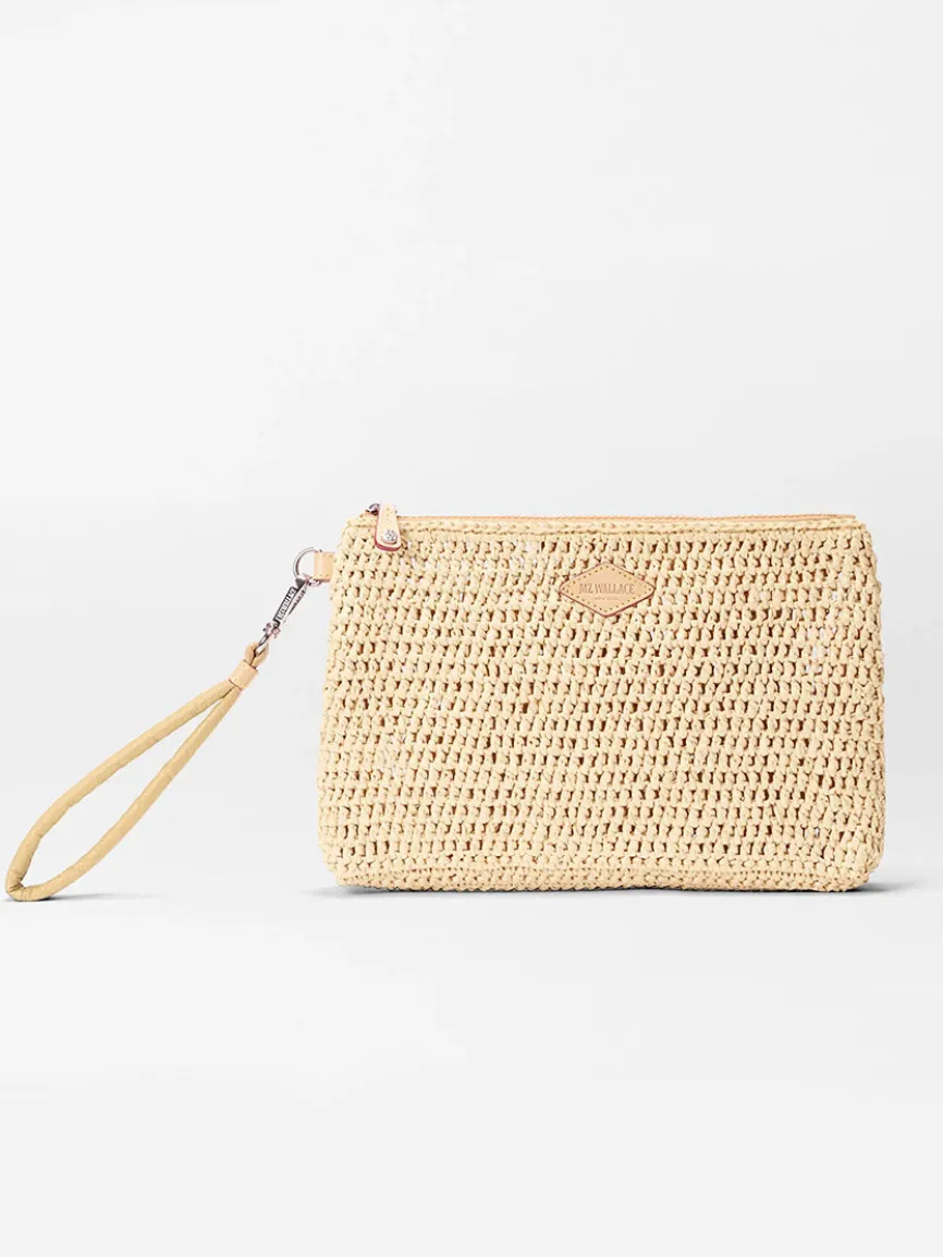 MZ Wallace Crochet Clutch in Crochet/Camel