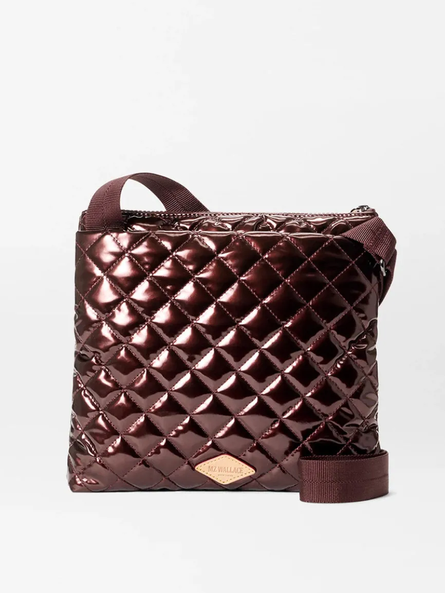 MZ Wallace Metro Flat Crossbody in Bordeaux Lacquer Oxford