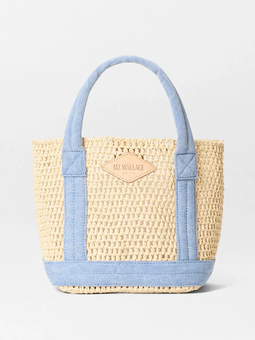 MZ Wallace Mini Crochet Tote in Crochet/True Light Denim