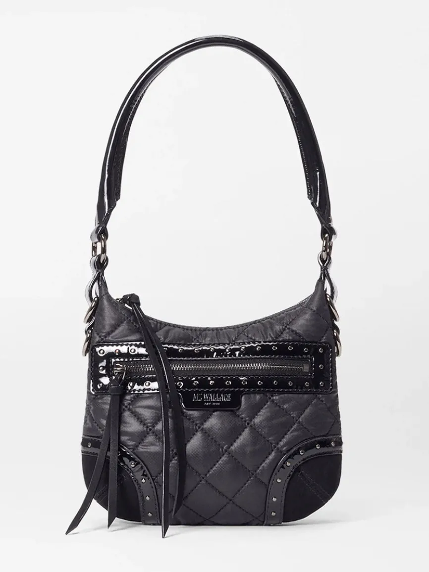 MZ Wallace Mini Multi Stud Crosby Sienna in Black Stud & Suede