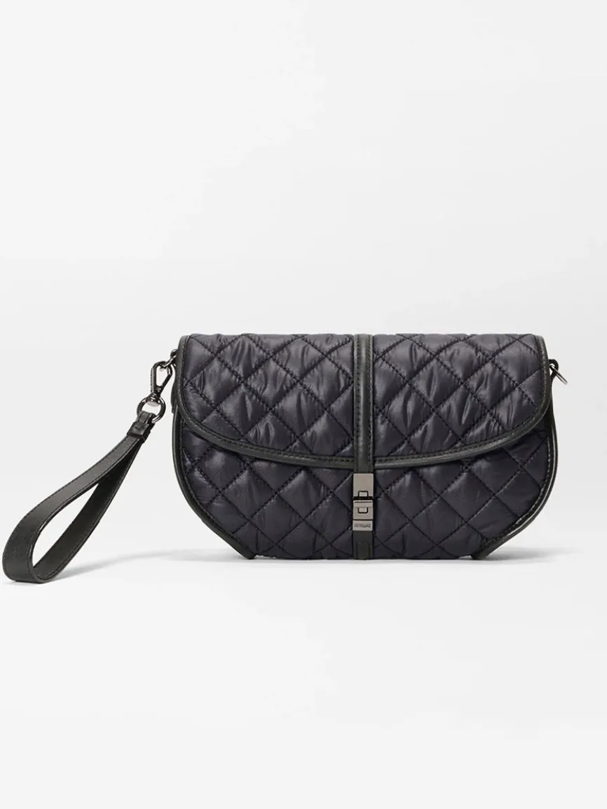 MZ Wallace Small Astor Convertible Clutch in Black Oxford