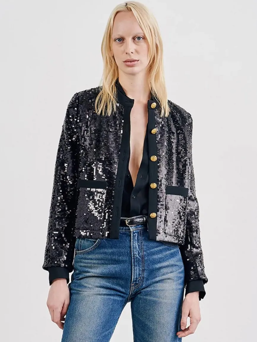 Nili Lotan Katherine Sequin Jacket in Black