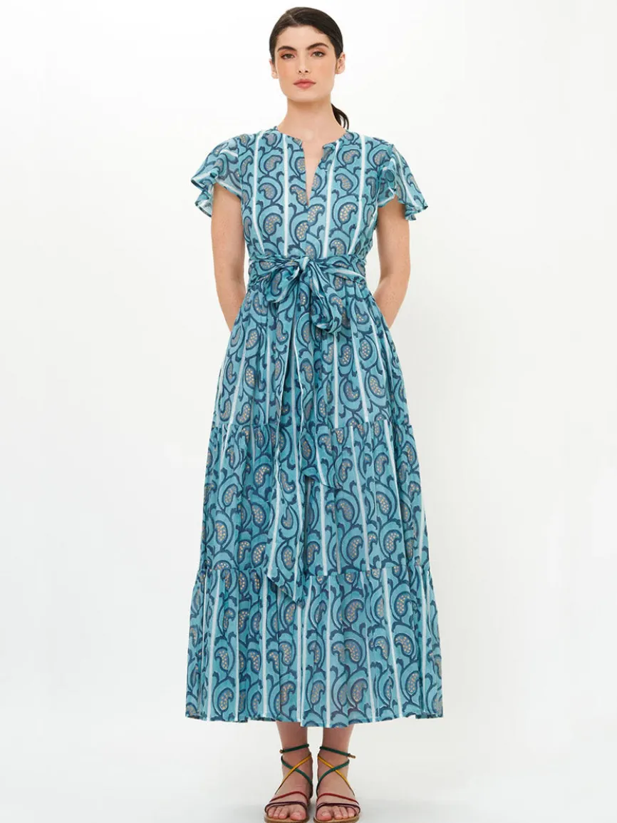Oliphant V-Neck Maxi Dress in Goa Blue