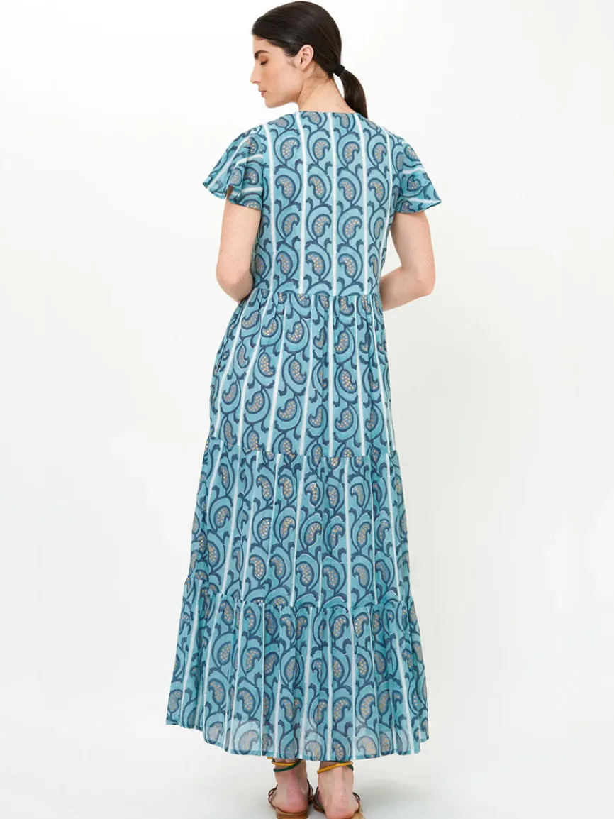 Oliphant V-Neck Maxi Dress in Goa Blue