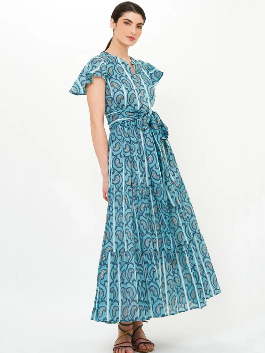 Oliphant V-Neck Maxi Dress in Goa Blue