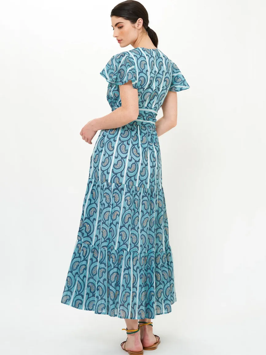Oliphant V-Neck Maxi Dress in Goa Blue