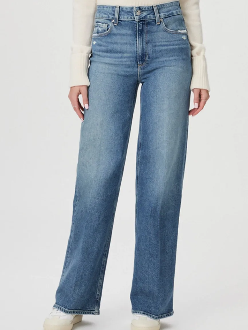 Paige Sasha 32" Wide Leg Jean in Storybook Distressed