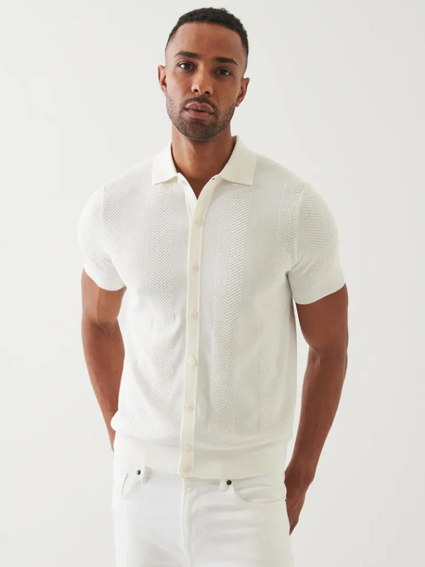 Patrick Assaraf Cotton Cashmere Blend Knit Shirt in White