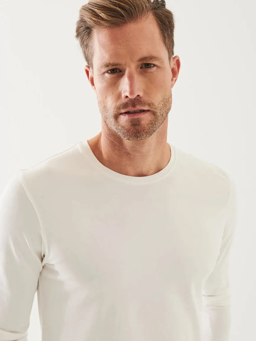 Patrick Assaraf Pima Cotton Stretch Long Sleeve T-Shirt in White
