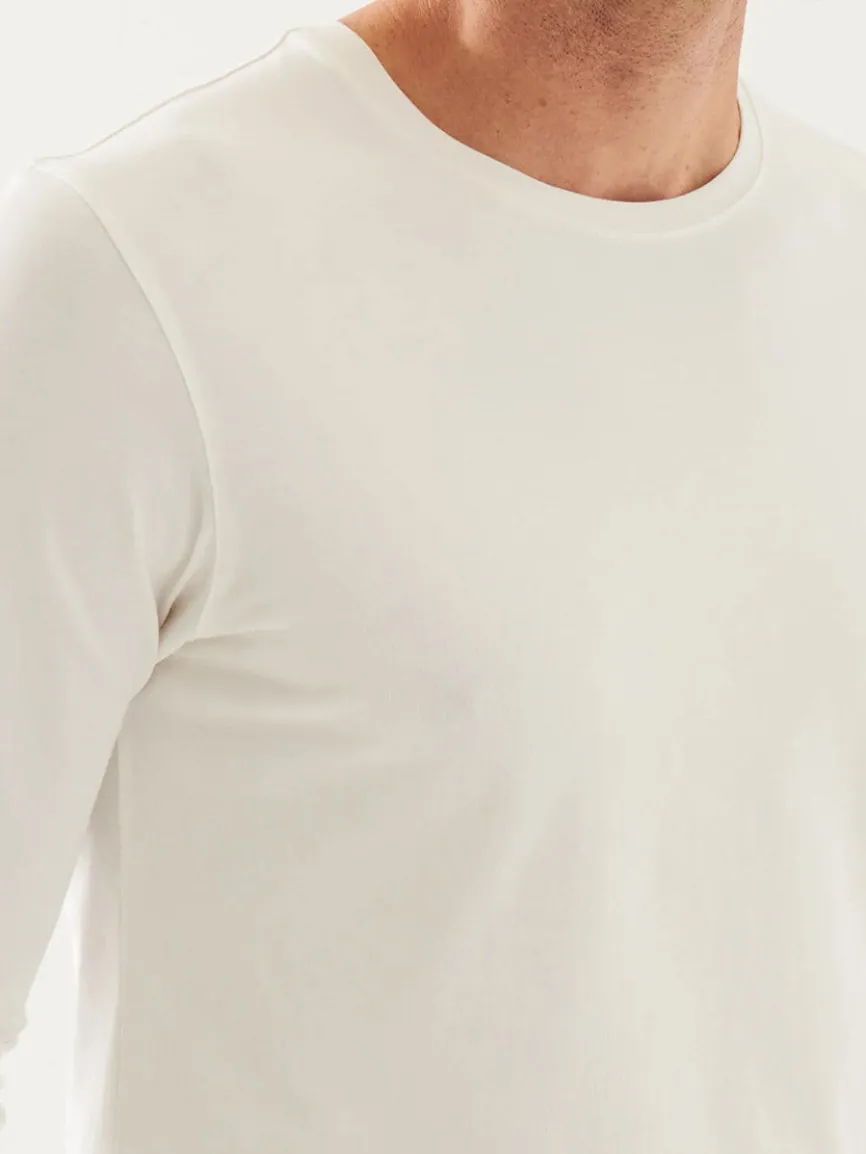 Patrick Assaraf Pima Cotton Stretch Long Sleeve T-Shirt in White