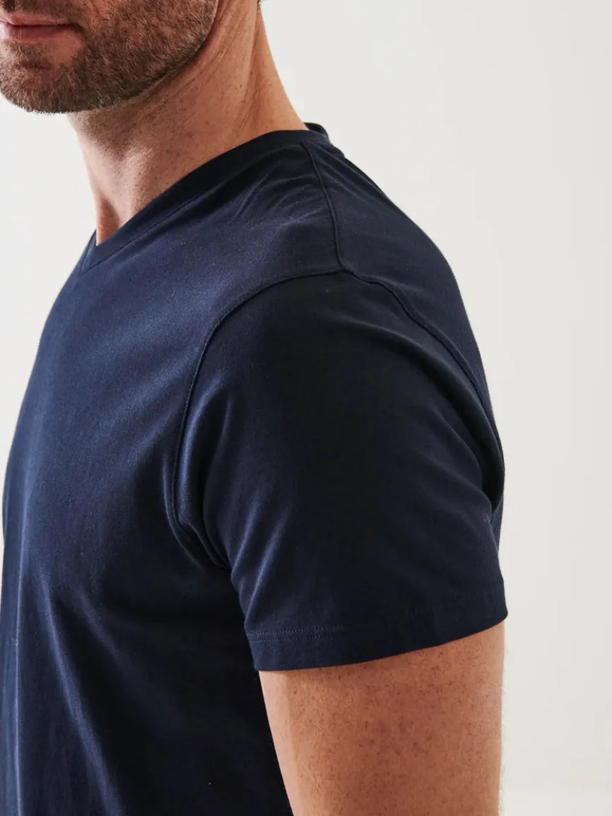 Patrick Assaraf Pima Cotton Stretch V-Neck T-Shirt in Midnight