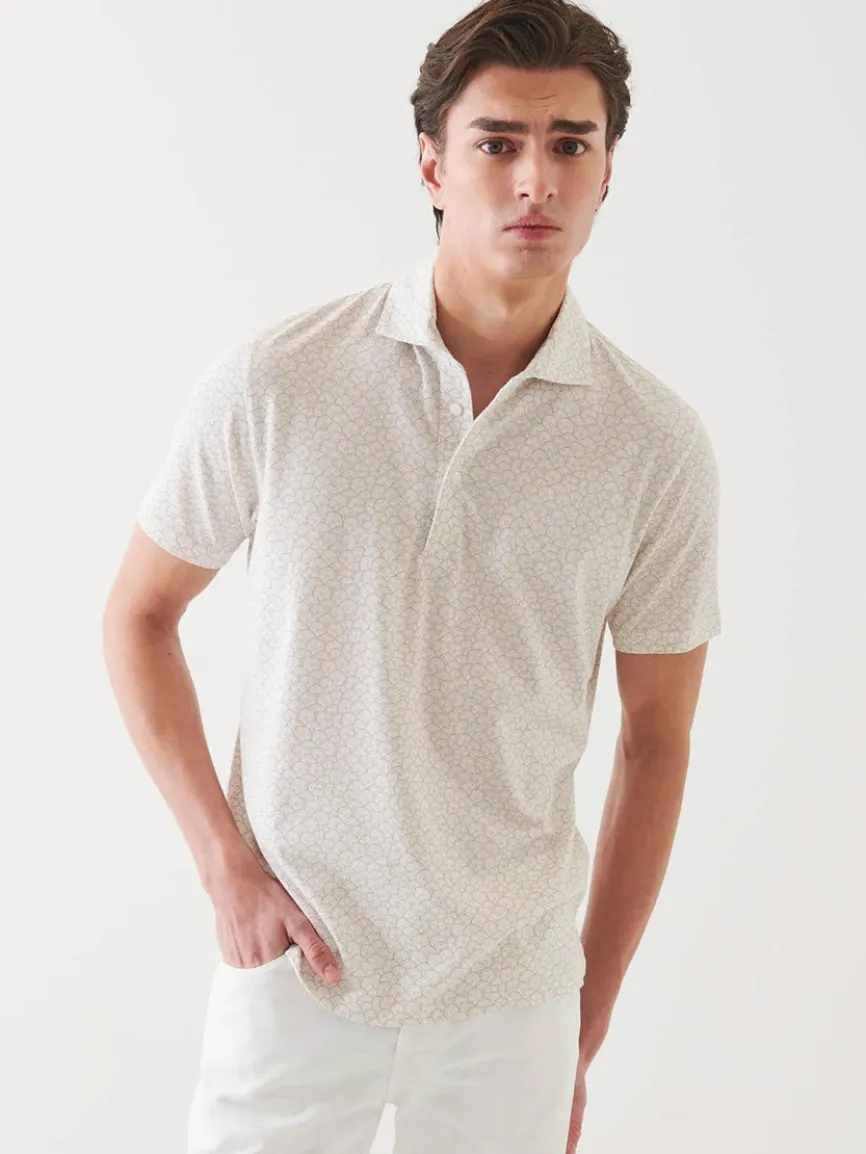 Patrick Assaraf Pima Cotton Stretch Printed Polo in Clay
