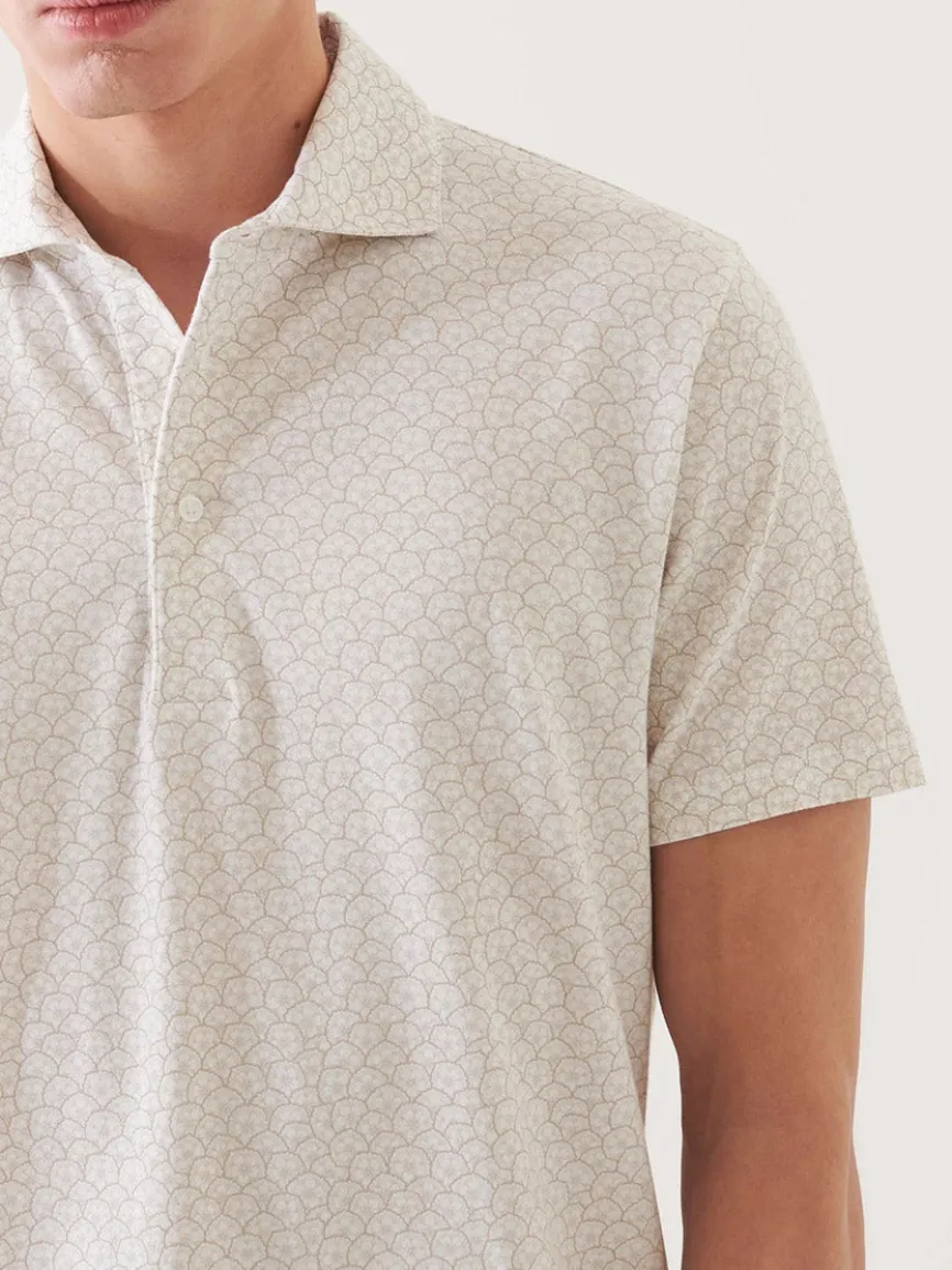 Patrick Assaraf Pima Cotton Stretch Printed Polo in Clay