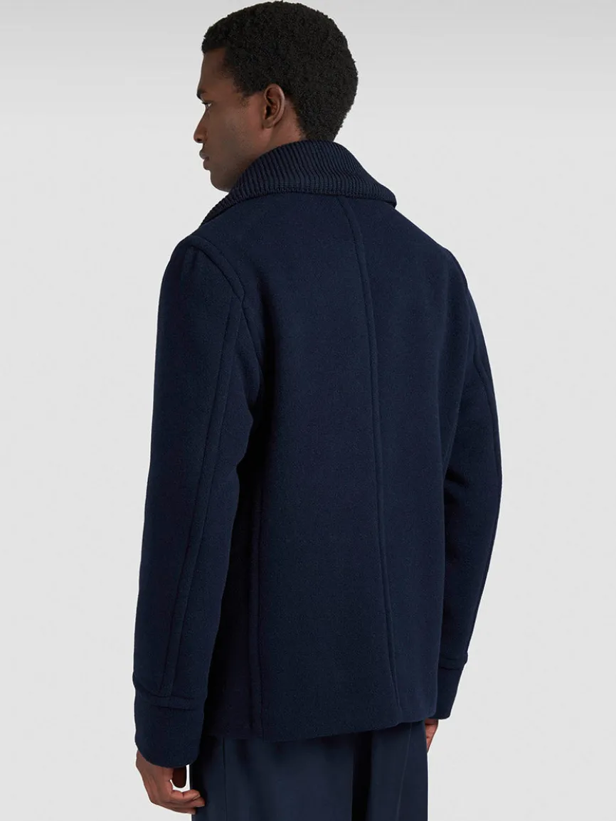 Paul & Shark Peacoat In Wool & Cashmere In Navy