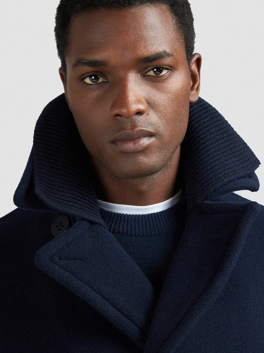 Paul & Shark Peacoat In Wool & Cashmere In Navy