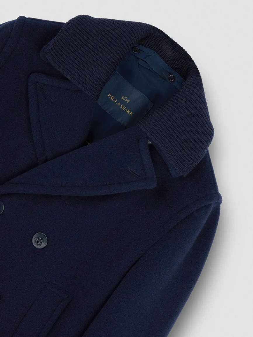 Paul & Shark Peacoat In Wool & Cashmere In Navy
