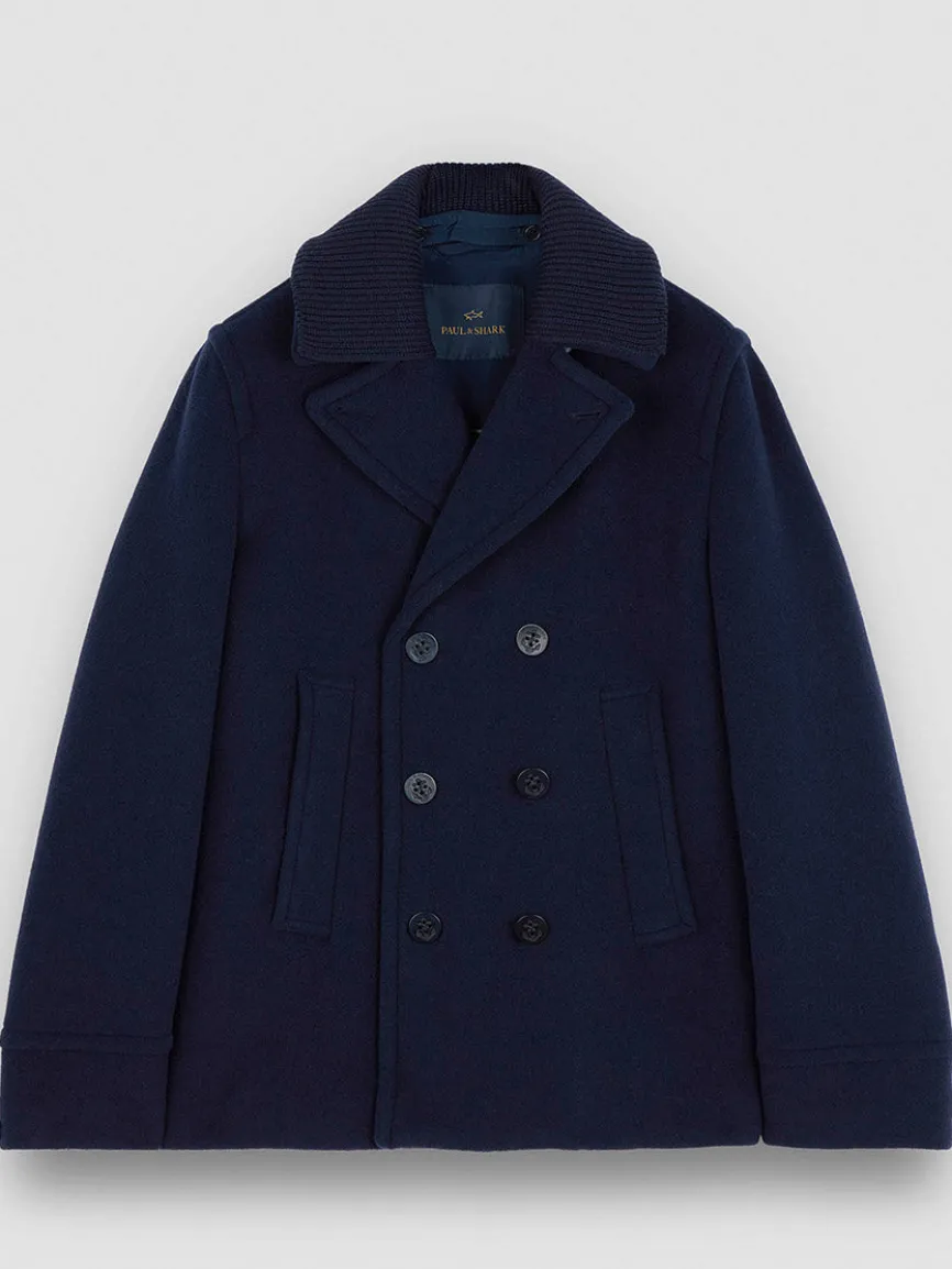 Paul & Shark Peacoat In Wool & Cashmere In Navy