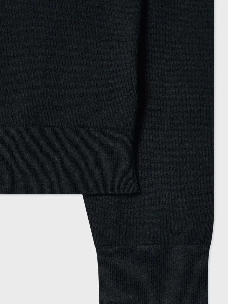 Paul Smith Merino Wool Sports Stripe Half Zip in Black