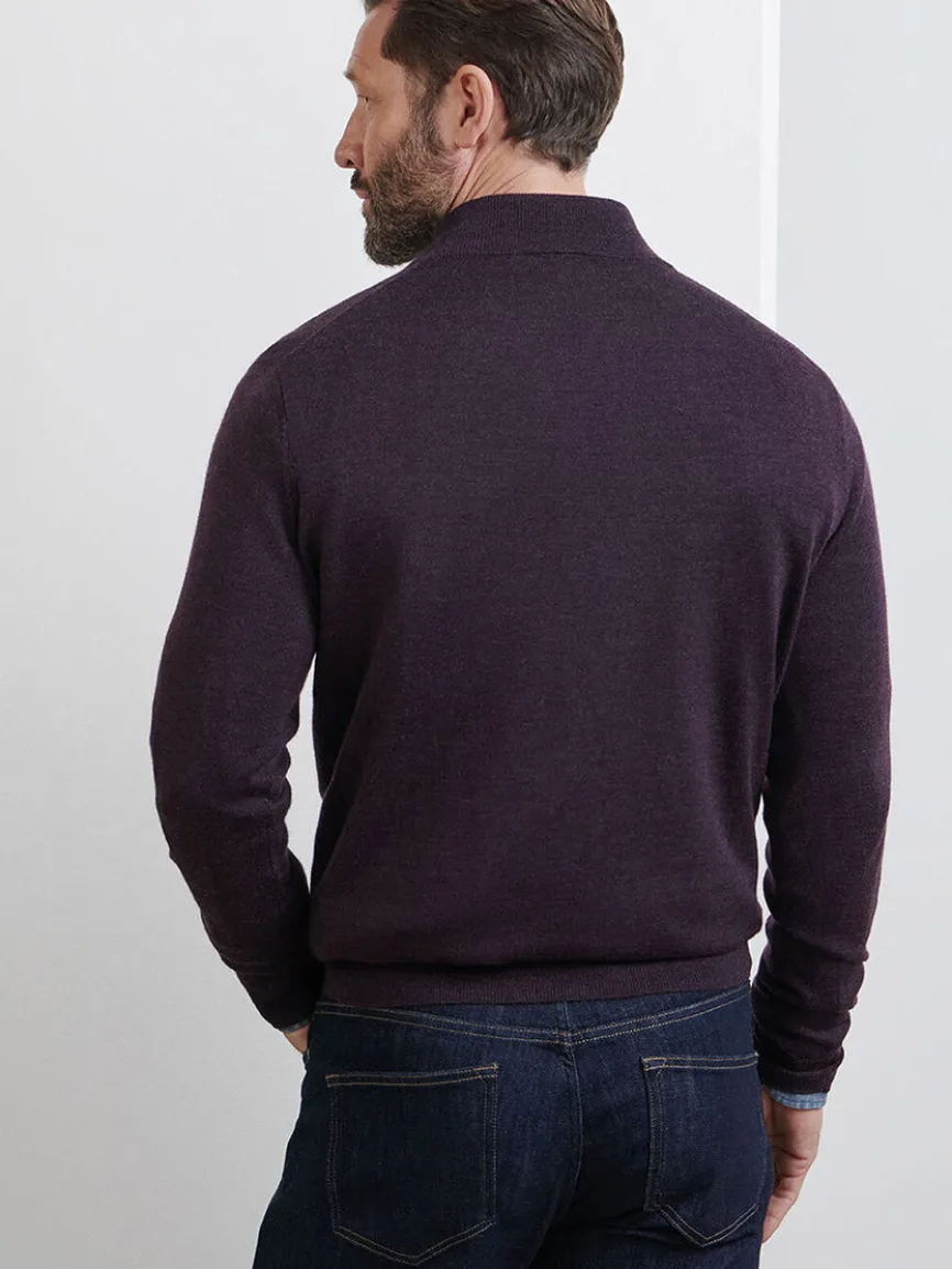 Peter Millar Autumn Crest Suede Trim Quarter-Zip in Midnight Grape