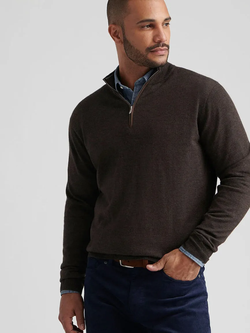 Peter Millar Autumn Crest Suede Trim Quarter-Zip in French Press