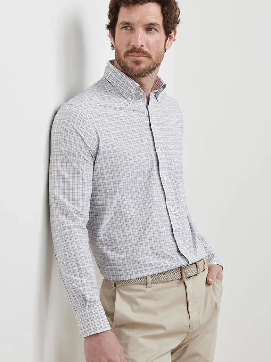 Peter Millar Carter Performance Poplin Sport Shirt in Nebula Blue