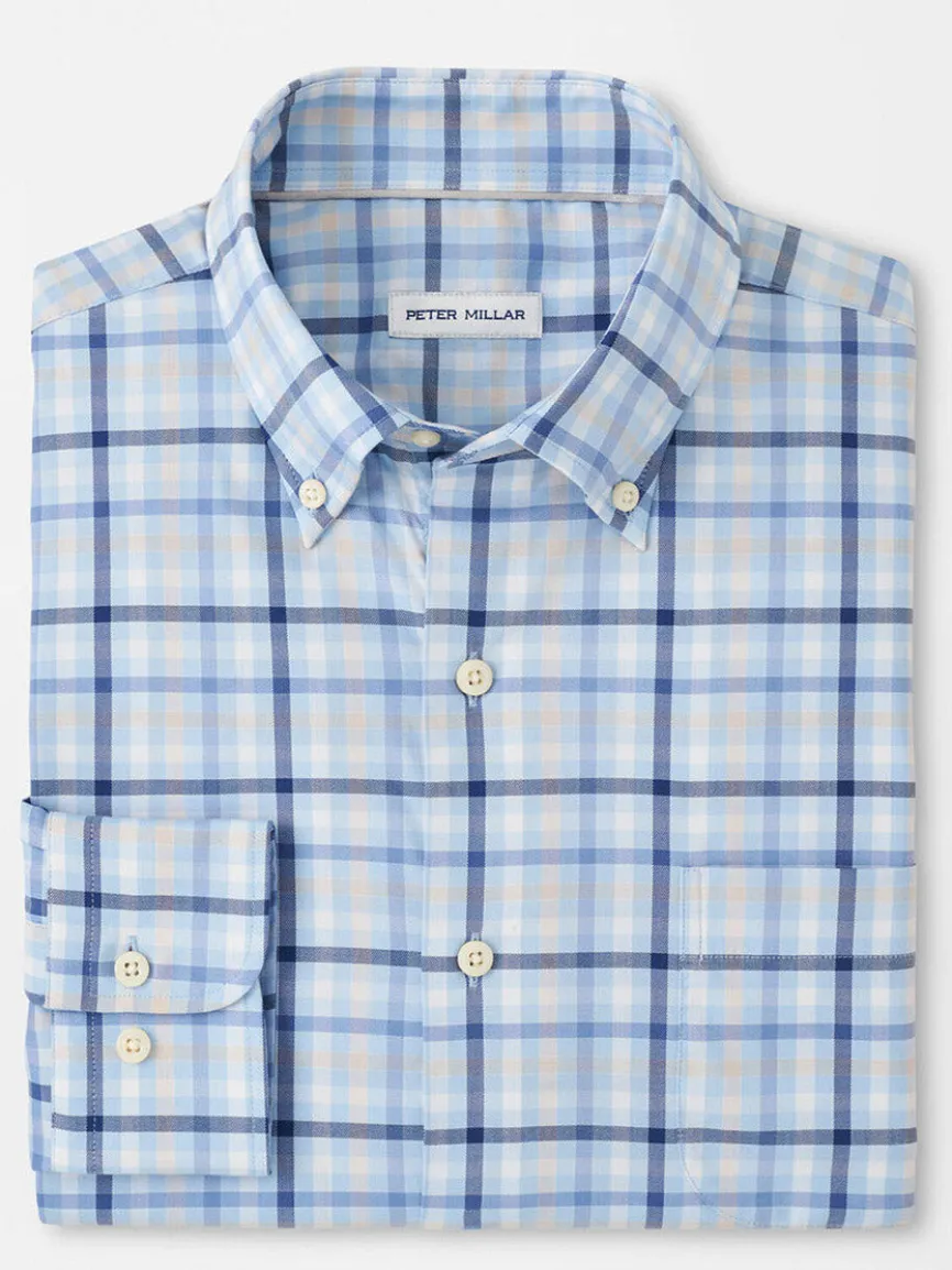 Peter Millar Chambly Crown Lite Cotton-Stretch Sport Shirt in Morning Blue