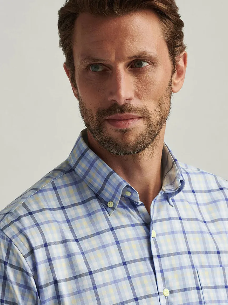 Peter Millar Chambly Crown Lite Cotton-Stretch Sport Shirt in Morning Blue