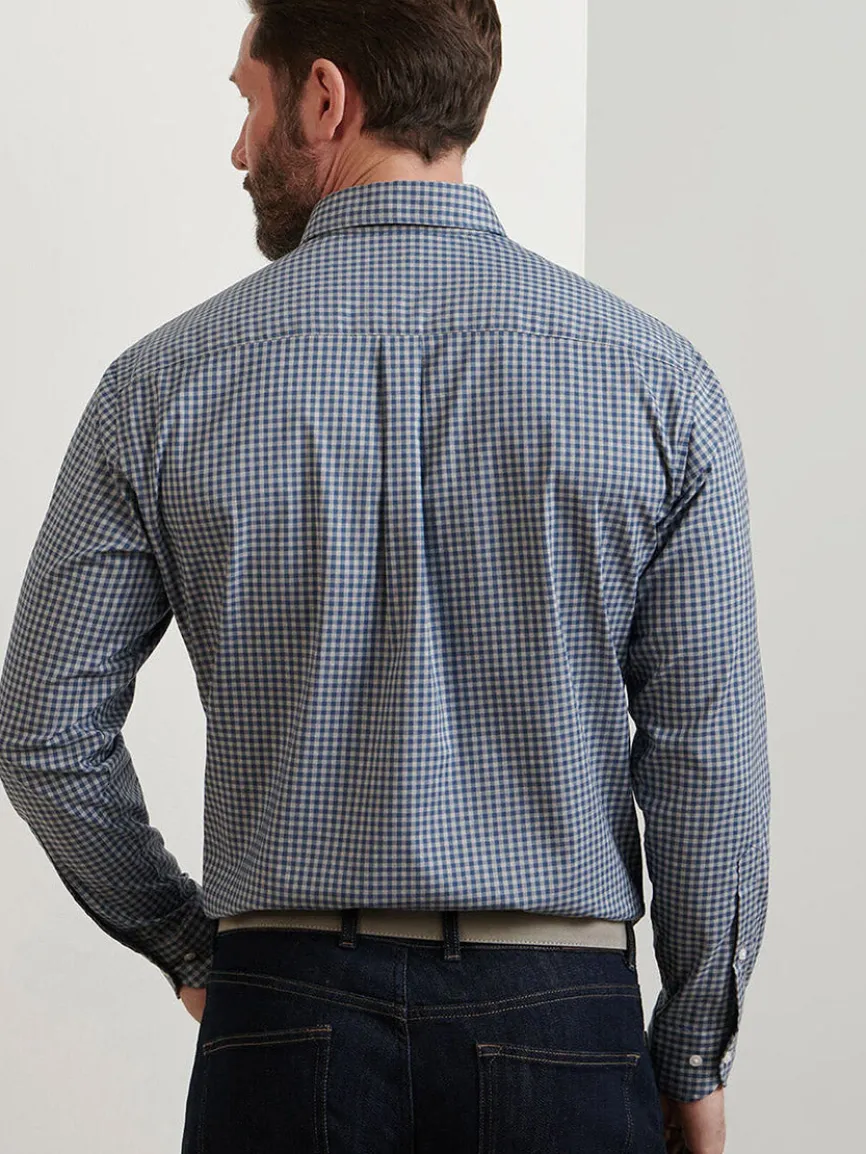 Peter Millar Conway Crown Lite Cotton-Stretch Sport Shirt in Gale Grey